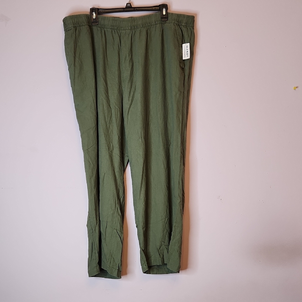 OLD NAVY Women’s Linen Blend Cropped Pants, color Olive, size 3X
